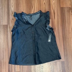 Cirana Womens Top Black Button Up Sleeveless Medium Top